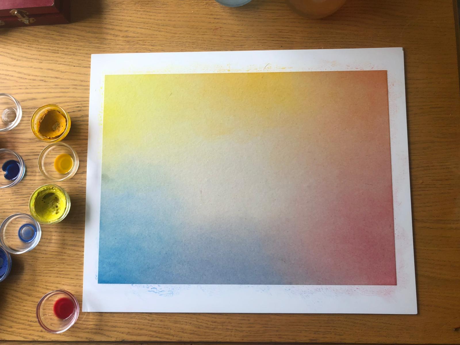 Aquarelle sur papier mouillé